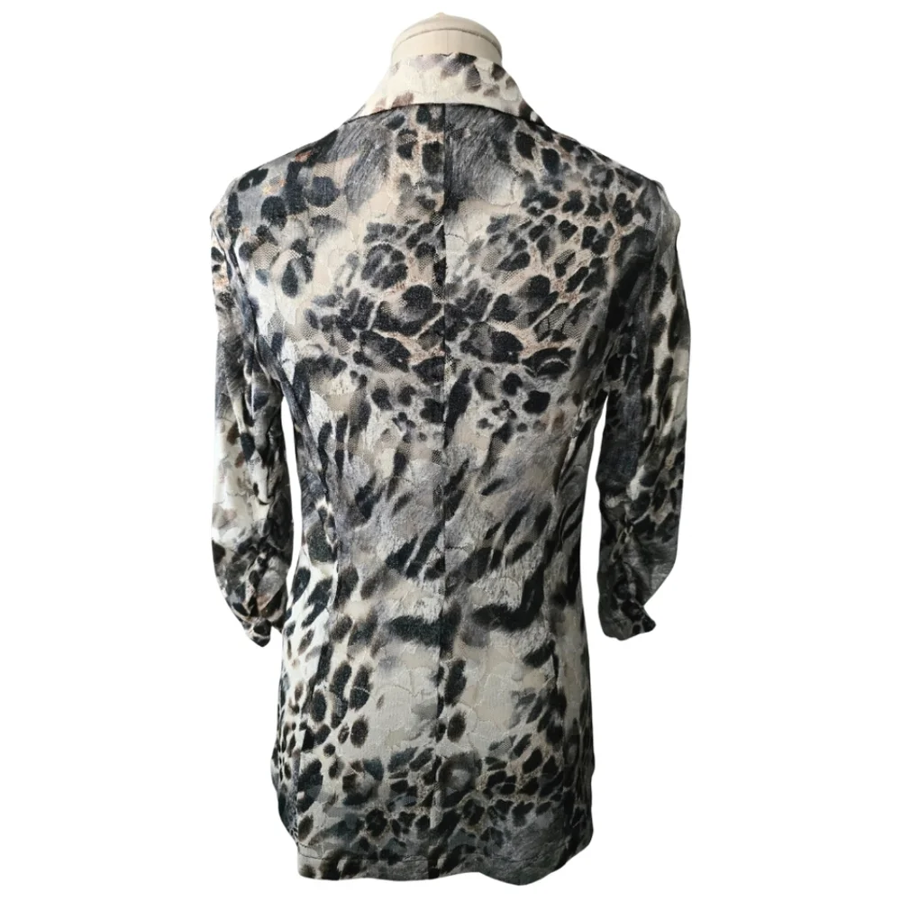 Alberto Makali Animal Print Mesh Blazer Jacket Leopard Abstract Sheer Medium - Picture 5 of 7